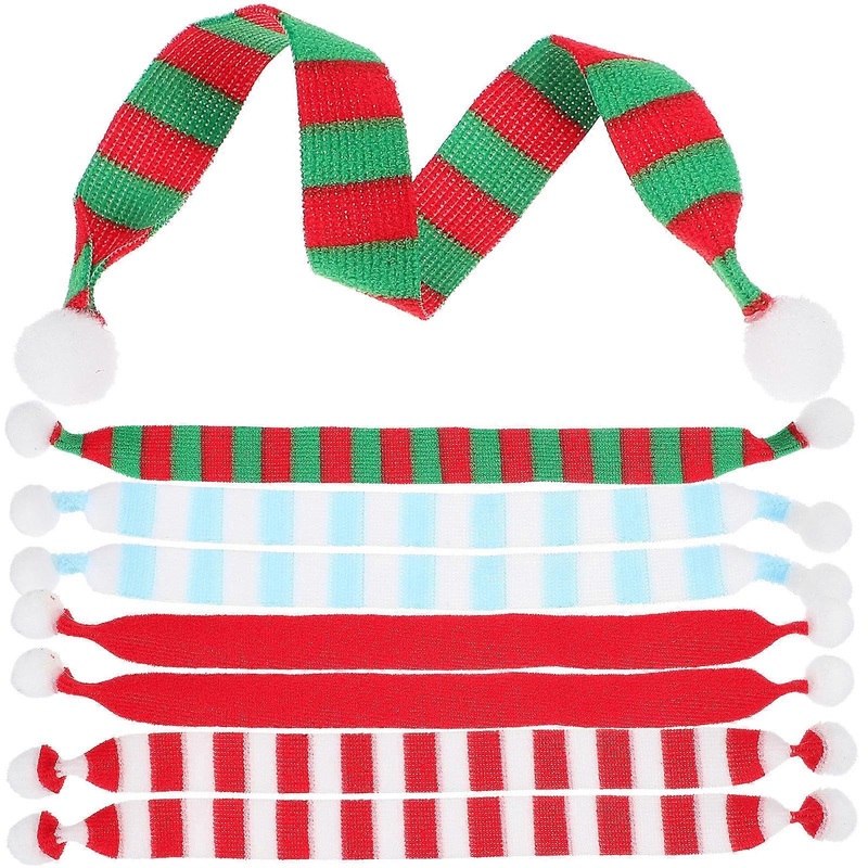 Christmas Mini Scarf Knitted for Dolls Holiday Atmosphere Polyester 21.50X1.40X1.30cm 8Pcs | Fruugo SG