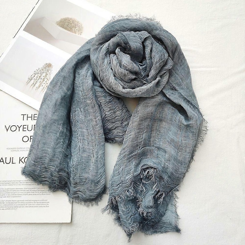 Cotton Linen Scarves Men’s Women’s Scarves Shawls-Blue | Fruugo SG
