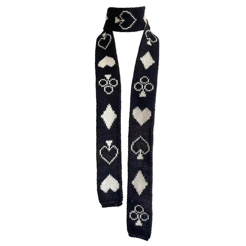 Fashion Poker Pattern Long Scarf for Female All Matching Skinny Scarf Photo Scarf Pilling Resistant Streetwear Neckwrap  black rice group | Fruugo SG
