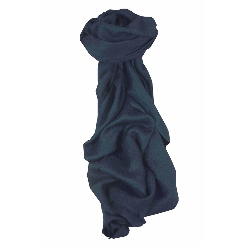 Fine Cashmere Scarf Karakoram Birds-Eye Weave Navy by Pashmina & Silk | Fruugo SG