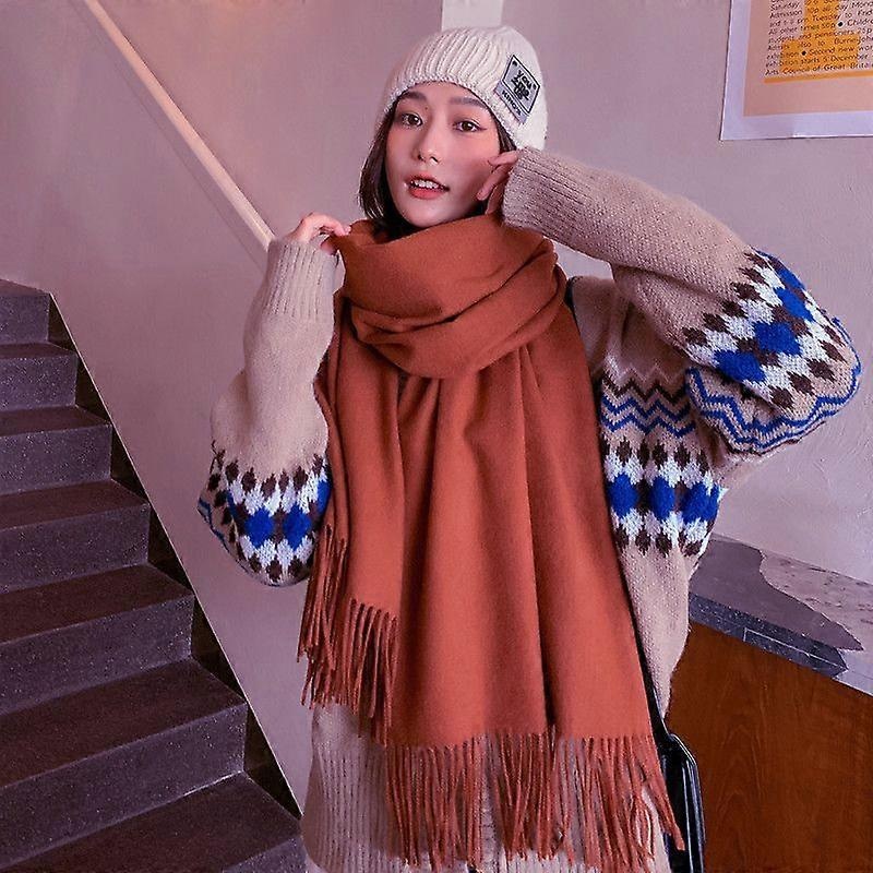 Large Soft Cashmere Feel Cashmere Shawl Wrap Lightweight Scarf (brick red) | Fruugo SG