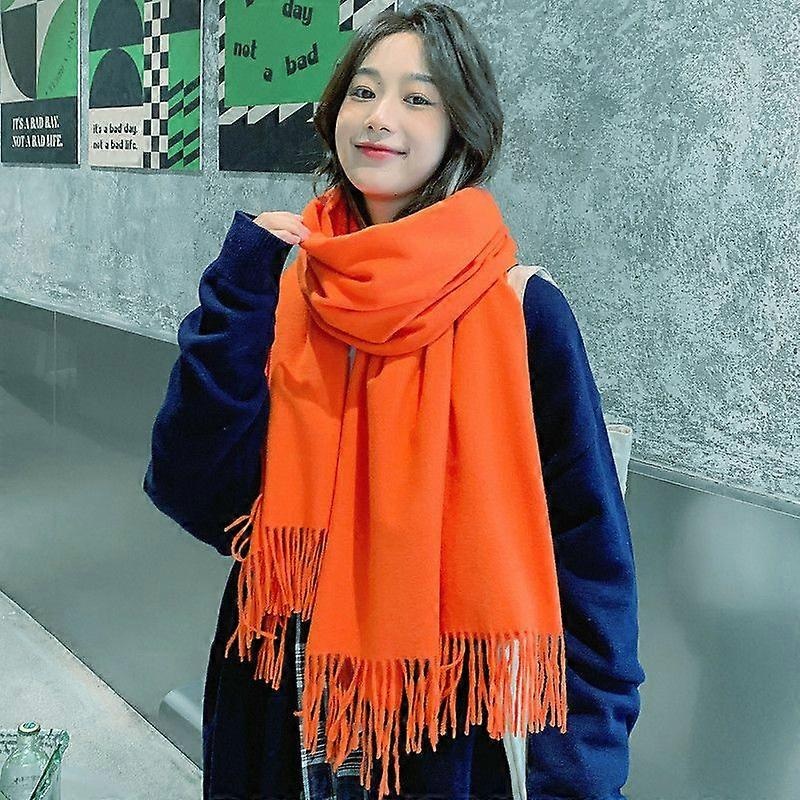 Large Soft Cashmere Feel Cashmere Shawl Wrap Lightweight Scarf (Orange red) | Fruugo SG