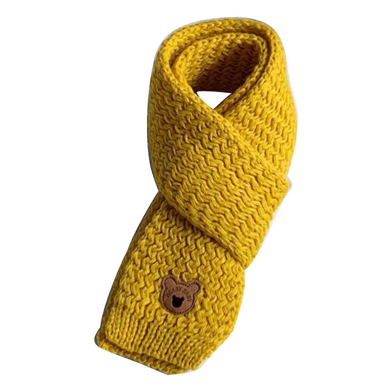Little Bear Label Knit Scarf Stylish Children’s Winter Neck Cover Windproof Neckerchief Handmade Casual Neck Warmer  Yellow | Fruugo SG