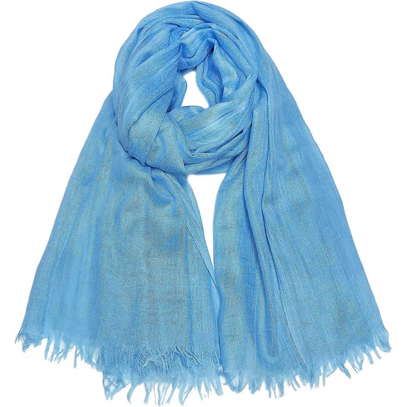 Women Summer Scarfs Lightweight Large Long Gauze Shawl Linen Beach Wrap Plain 7543,Sky Blue | Fruugo SG