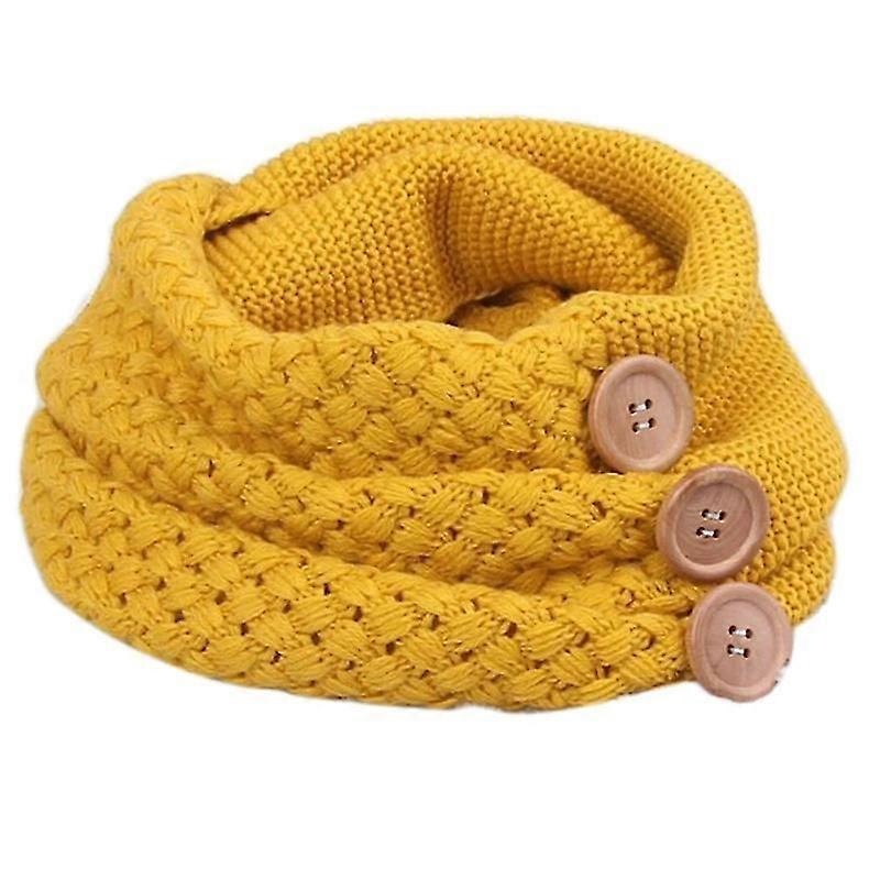 Women Winter Chunky Crochet Knit Circle Loop Infinity Scarf With 3 Buttons Decor Solid Color Collar Neckerchief Shawl | Fruugo SG