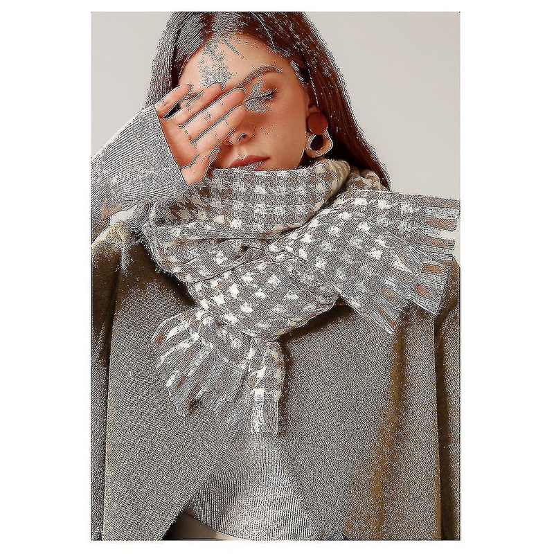 Women Winter Plaid Cashmere Scarf Houndstooth Scarf | Fruugo SG