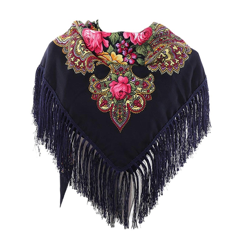 Womens Warm Blanket Scarf Square Winter Shawls Large Tassels Scarves Ethnic Style Scarf Oversized Scarves  Black | Fruugo SG
