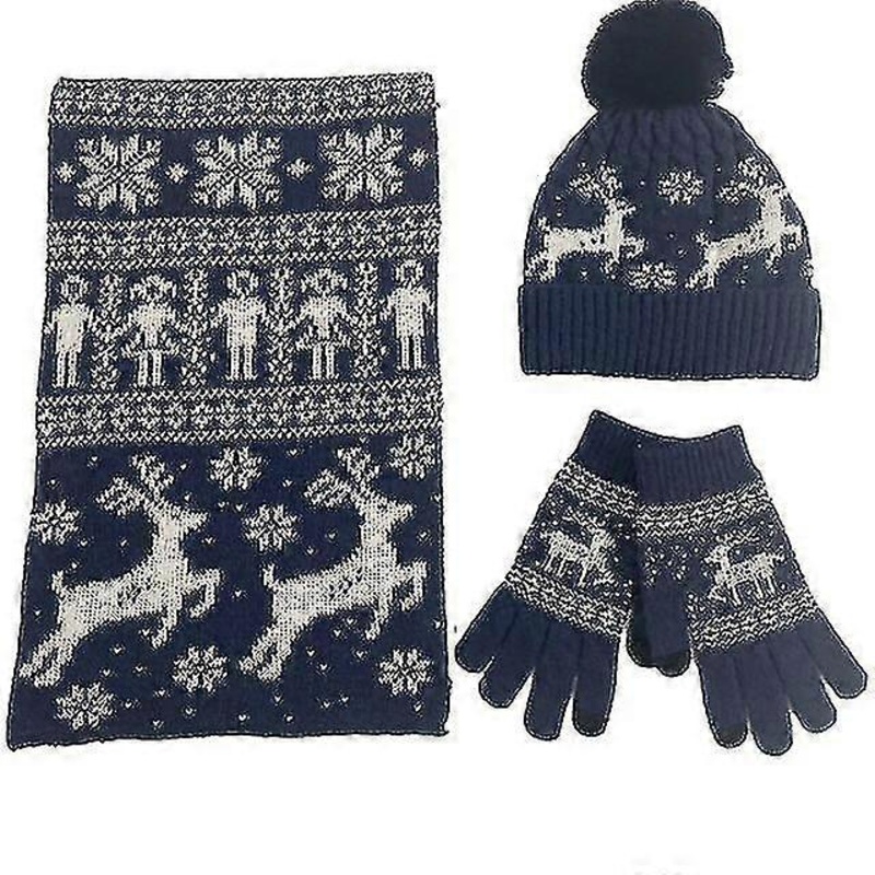 3 Pcs Hat Scarf Glove Winter Christmas Warmer Scarves Knitted Beanies Elk Pattern Scarf Women Men Thicken Soft Scarf Sets Unisex | Fruugo SG