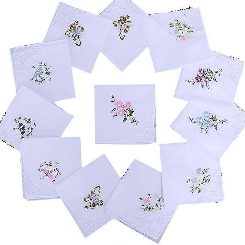 5pcs Womens Cotton Handkerchiefs Floral Embroidered Butterfly Lace Pocket Hanky | Fruugo SG