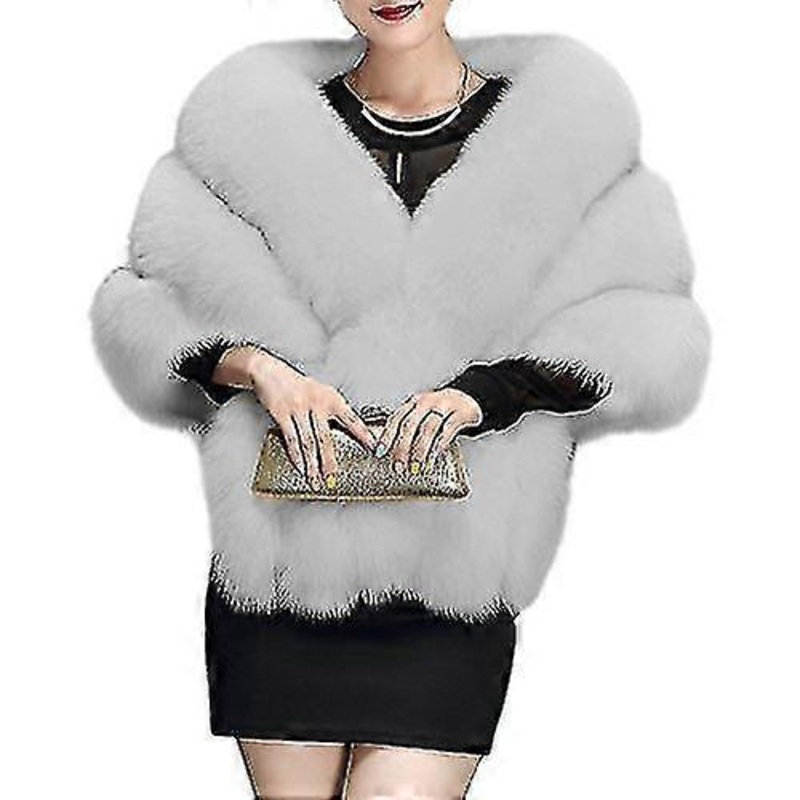Faux Fur Ladies Luxury Party Faux Fox Fur Long Shawl Shawl Winter | Fruugo SG