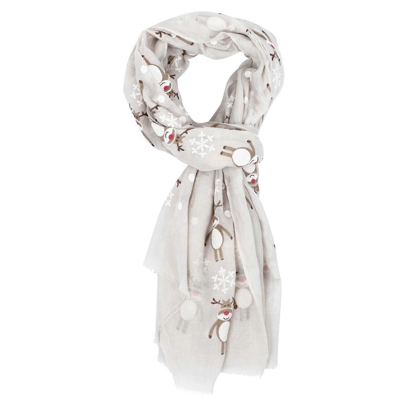 Holiday Accessories For Women Adorable Women Scarf Christmas Deer Snowflake Neck Warmer Beige 180x70cm Voile 1Pc | Fruugo SG