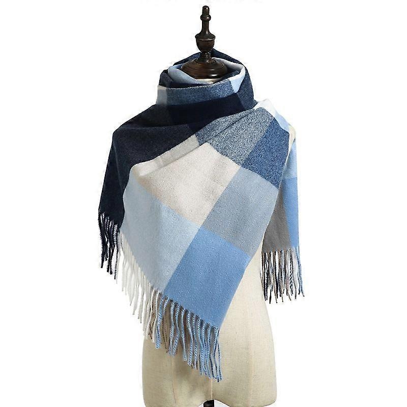 Women Scarves Winter Long Soft Warm Tartan Check Wraps Wool Spinning Tassel Shawl Stole Scarf Ladies,Blue | Fruugo SG