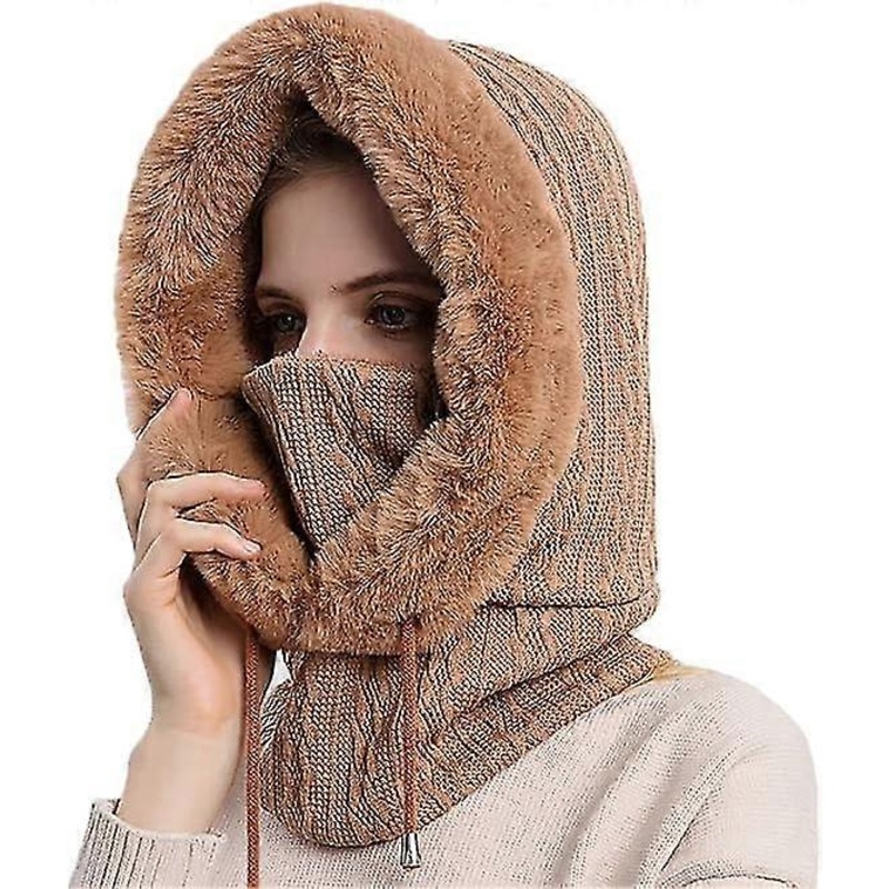Women Ski Mask Fleece Hood Winter Hat With Neck Cover Face Cover Mask For Outdoor Sports Dog Walking | Fruugo SG