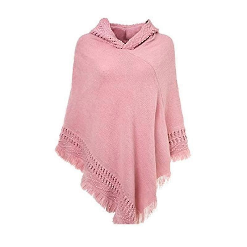 Women Winter Knitted Hooded Poncho Cape Solid Color Crochet Fringed Tassel Shawl Wrap Oversized Pullover Cloak Sweater | Fruugo SG