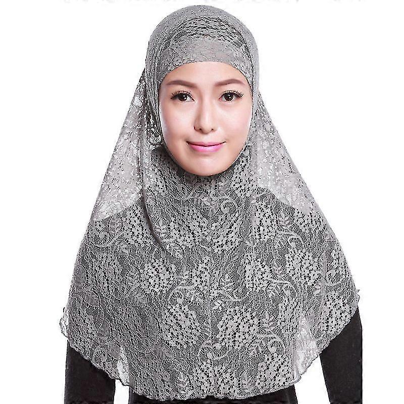 Womens 2 Piece Full Crochet Floral Lace Amira Muslim Hijab Solid Color Sunscreen Head Scarf With Inner Tube Underscarf Cap Hood | Fruugo SG