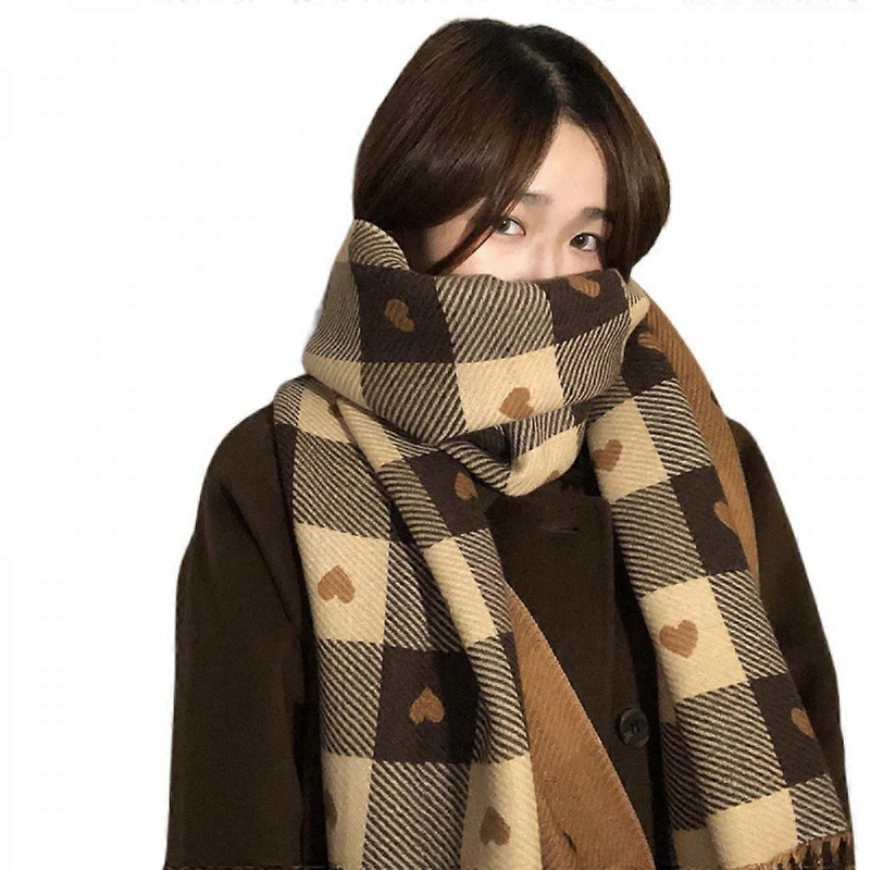 Womens Scarf Fashion Long Shawls Wraps Big Grid Winter Warm Lattice Large ScarvesCoffee | Fruugo SG