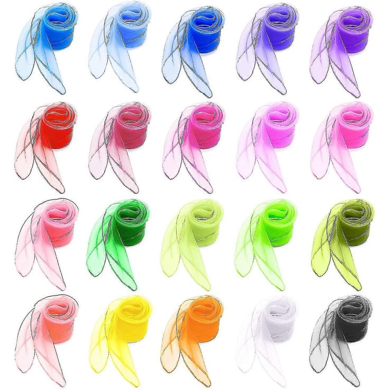 20 Pcs Multicolor Dance Scarves, Soft Organza Silk Square Magic Tricks Movement Performance Props Accessories Scarves For Children Kids Girls Party Ac | Fruugo SG