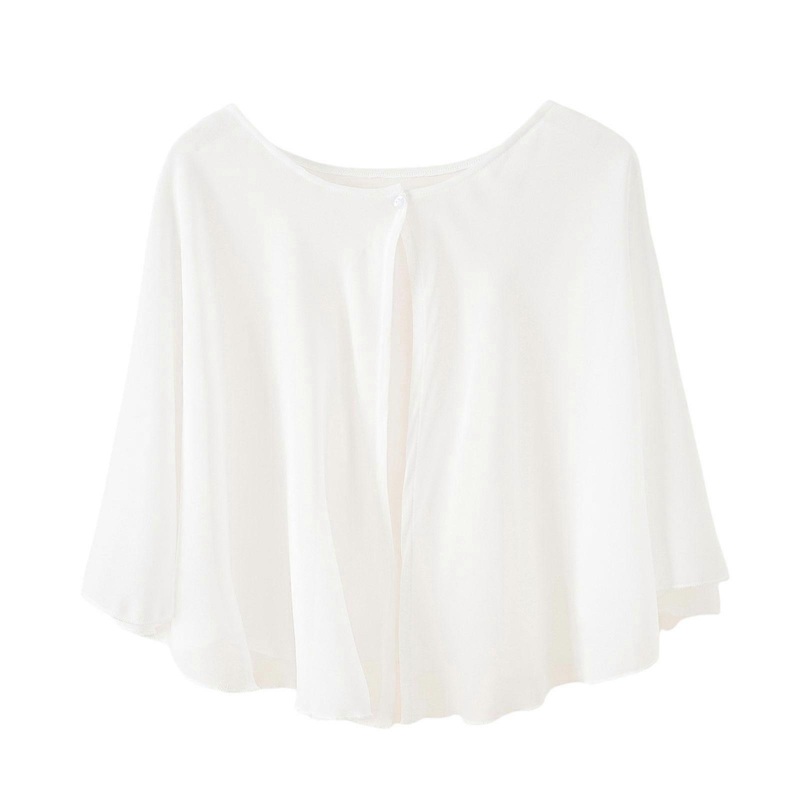 Classical Solid Color Chiffon Cloak for Ladies Spring Summer Lightweight Shawls Beach Sun-proof Short Anti-uv Cape  White | Fruugo SG