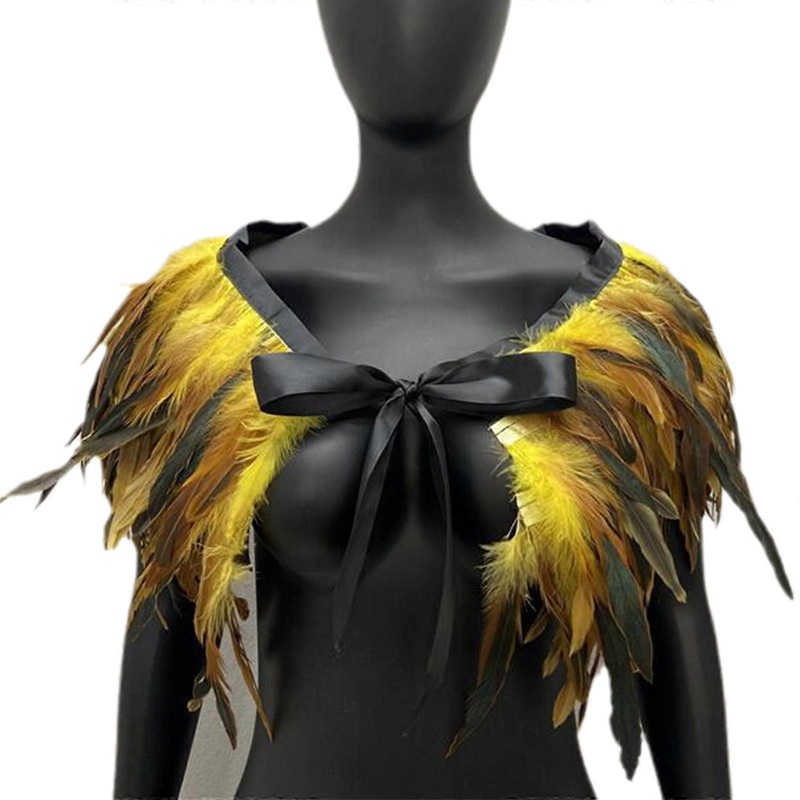 Colorful Feather Shoulder Wrap for Woman Versatile Feather Shrug for Halloween Cosplay and Carnival Celebrations  Yellow | Fruugo SG