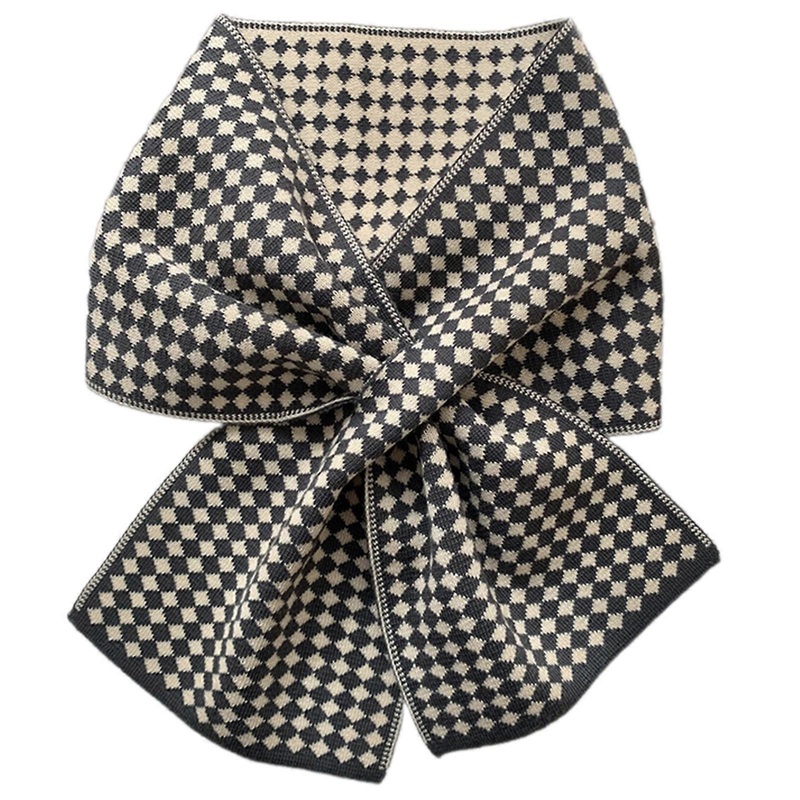 Crossed Scarf Winter Warm Knitted Neckerchief Double Side Checker Neck Gaiter Stylish Neck Scarf for Adult Women Student  Gray | Fruugo SG