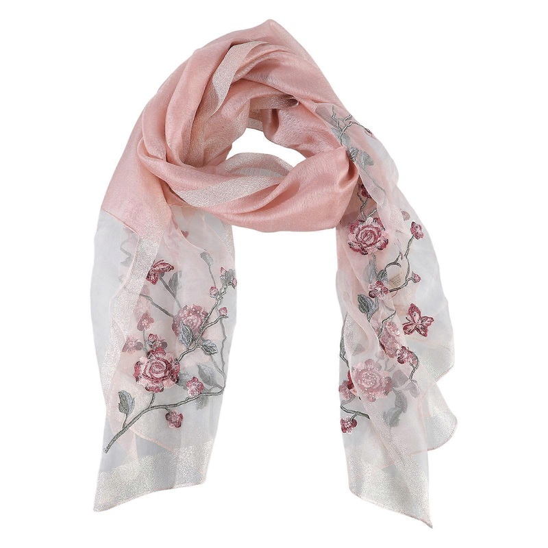 Floral Scarf Printed Balinese Scarf Lightweight Scarf Tudung Hijab Muslim embroidery Hijab Women Headscarf Mulberry silk  Pink | Fruugo SG