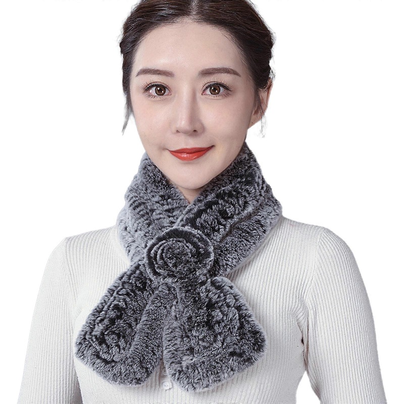 Furry Rex Rabbit Furs Scarf for Women Winter Wedding Party Neck Wrap Warm Double Sided Shawl Formal Casual Neckerchief  frost black | Fruugo SG