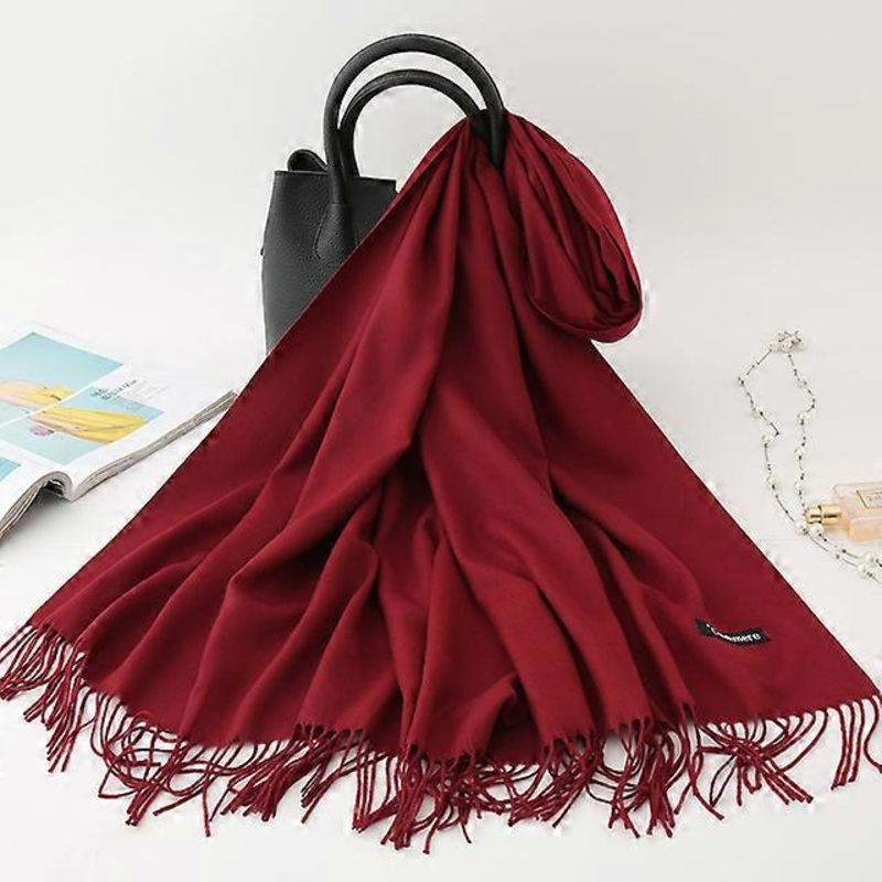 2022 Winter Scarf Solid Thick Women Cashmere Scarves Neck Head Warm Hijabs Pashmina Lady Shawls And Wraps Bandana Tassel | Fruugo SG