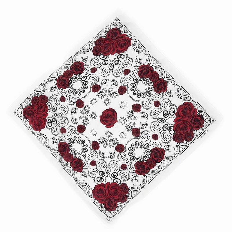 21” Rose Pattern Bandana Head Scarf Turbans for Women Men Street Style Turban Unisex Head Wrap Bandana  White | Fruugo SG