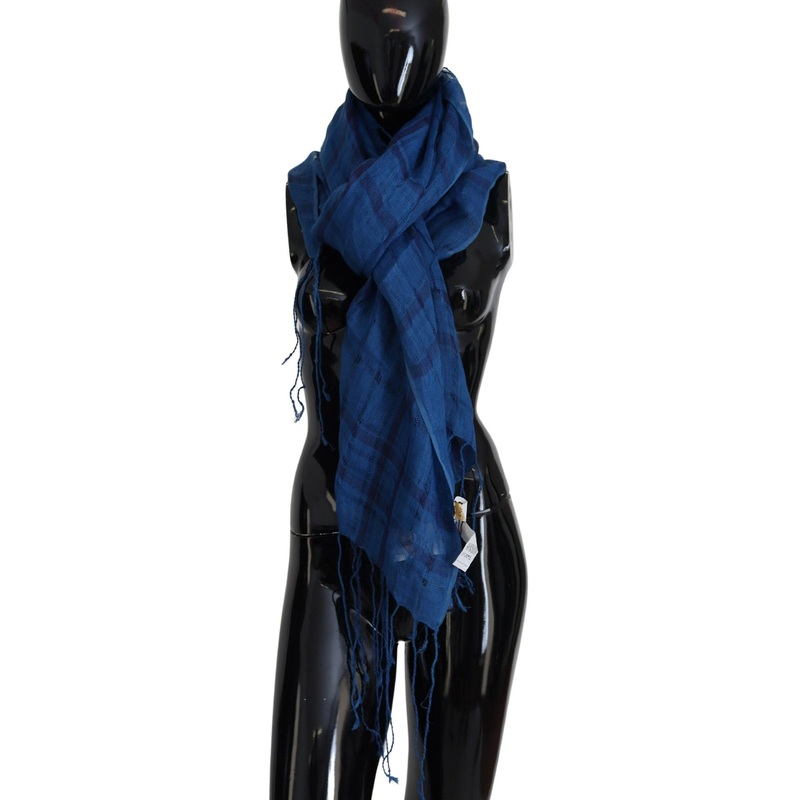 Costume National Blue Linen Shawl Foulard Fringes Scarf | Fruugo SG