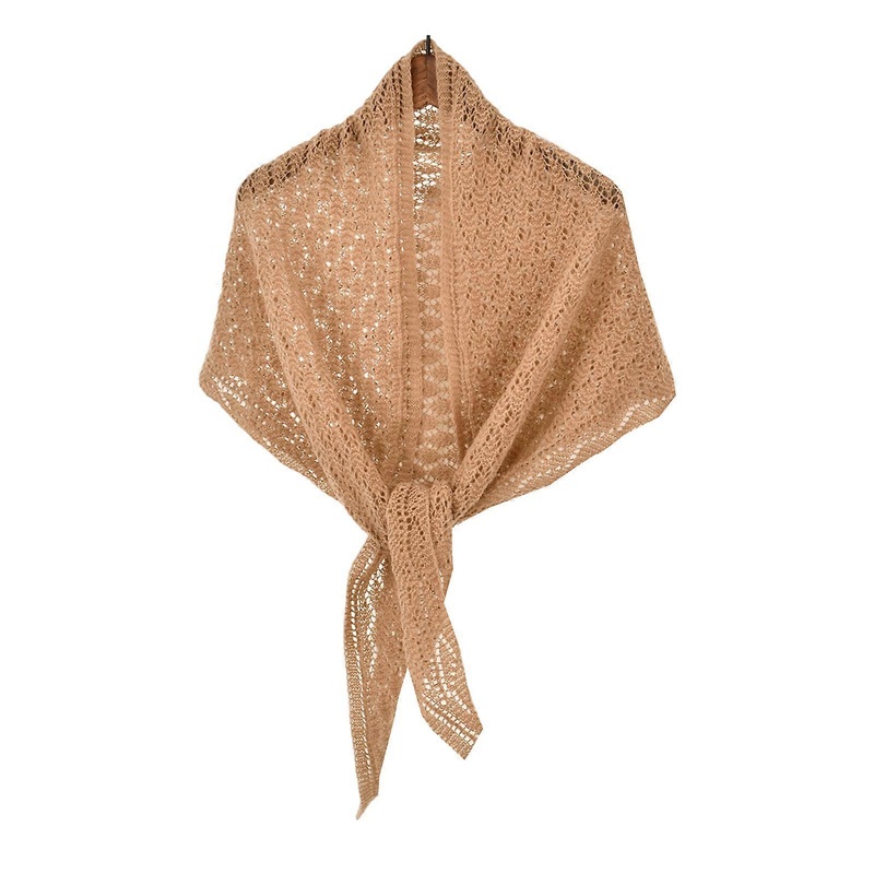 Fashionable Triangular Scarf with Hollowout Rhomboid Pattern Sunproof Shawl Wrap for Women Daily Wear and Evening Party  khaki | Fruugo SG