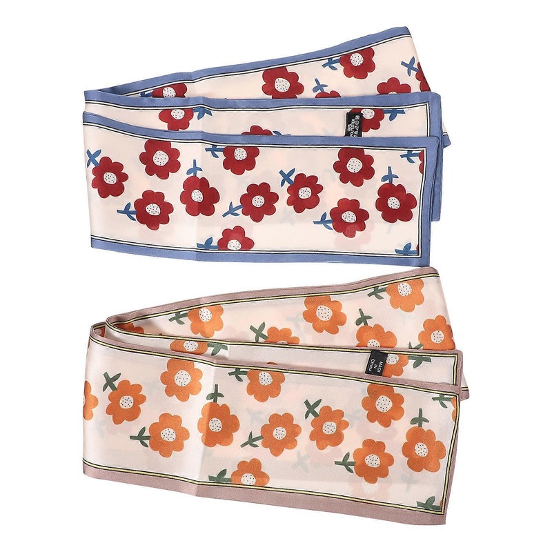 Flower Print Scarf For Women Polyester Fiber Rectangular Small Scarves Orange Flowers Work Beach Holiday 2Pack | Fruugo SG