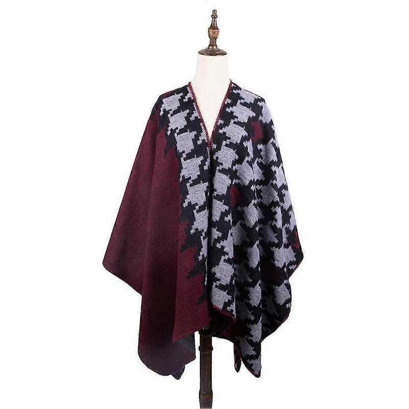 Houndstooth Shawl Scarf Open Front Poncho Winter Cardigant for Lady | Fruugo SG