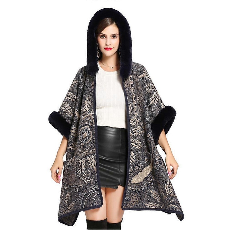 Ladies’ Warm Wraps Shawls with Faux Fur Trimmed Long Loose Cardigan for Lady | Fruugo SG