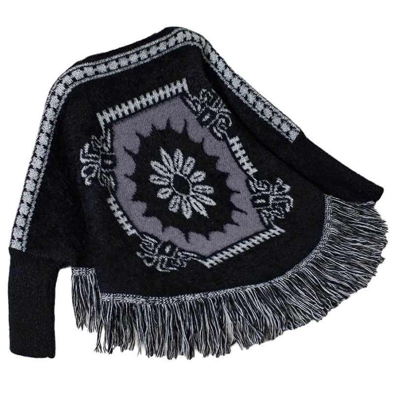 Large Warm Shawl Wrap Long Sleeve Knitted Winter Accessory Casual Crop Knitted Thick Oversized Shawl for Ladies  Black | Fruugo SG