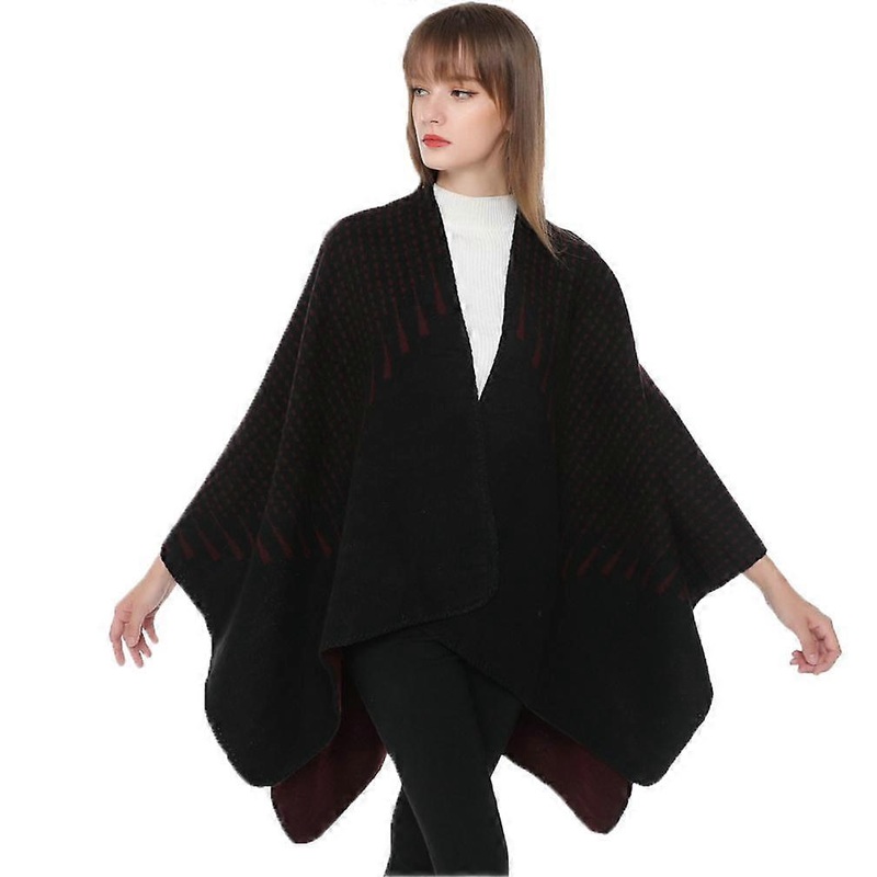 Mid-Long Shawl Wrap with Paisley Pattern Warm Pashmina Cardigant Winter Poncho for Lady | Fruugo SG