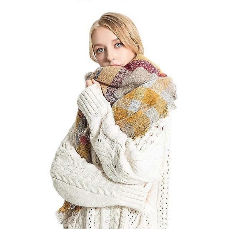 Women’s Buttoned Crochet Lattice Scarf – Warm, Stylish Wrap | Fruugo SG