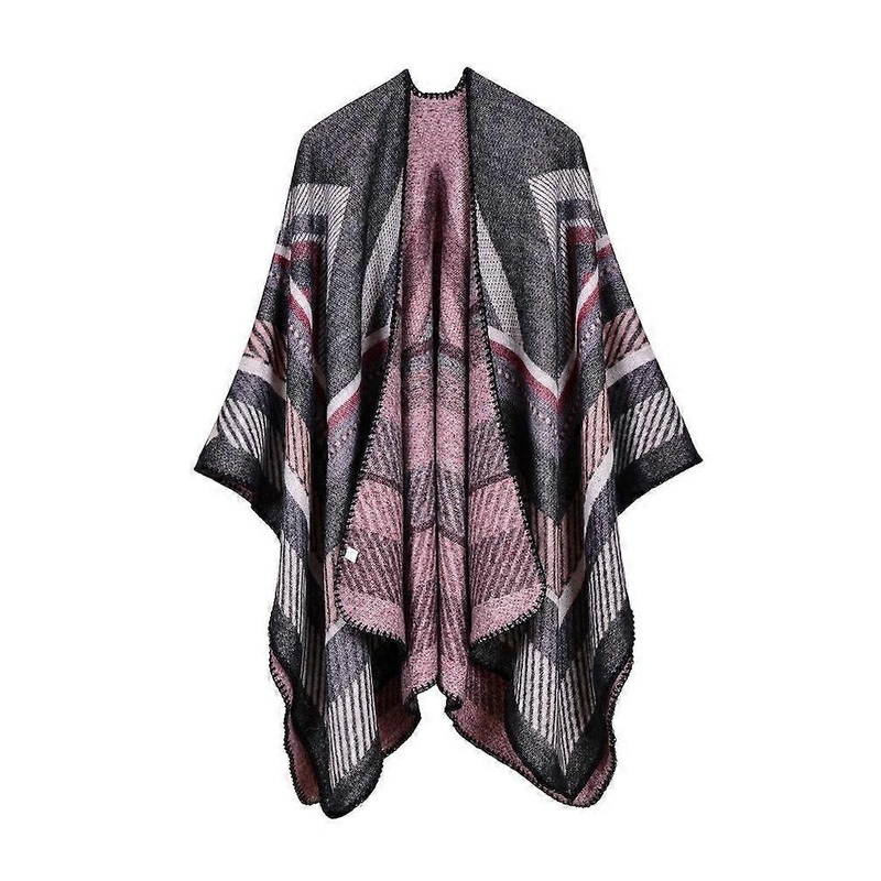 Women’s Modern Poncho Winter Capes Blanket Shawl Wrap Cardigan Coat Cashmere Feel with Geometric Pattern | Fruugo SG