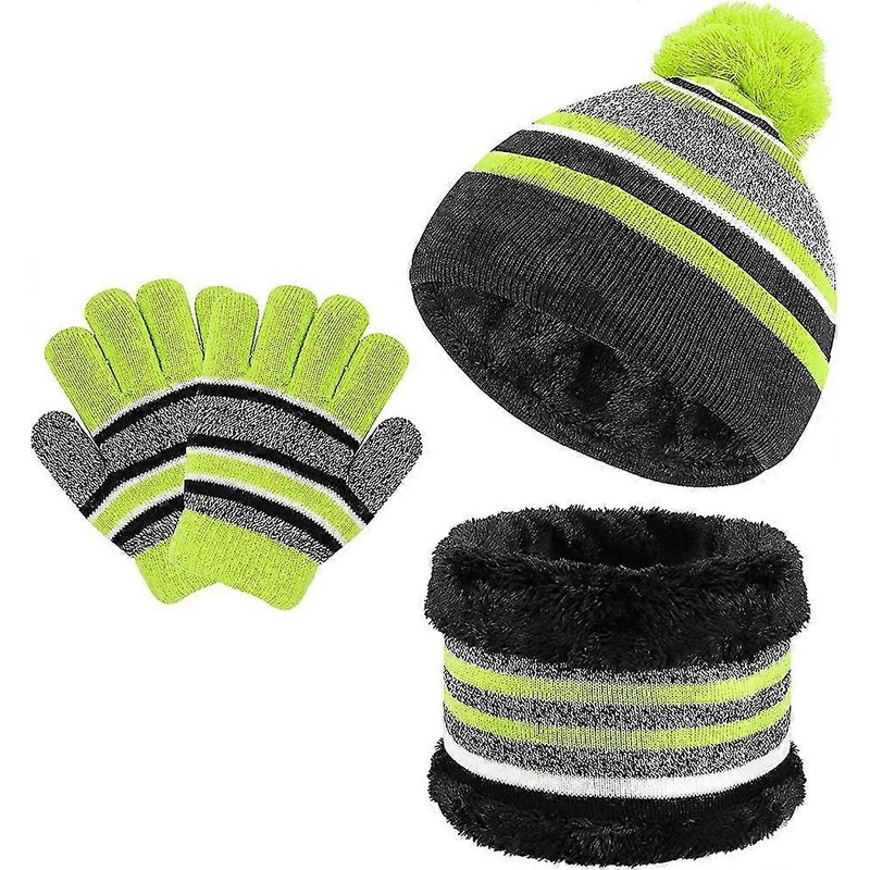 3 In 1 Warm Beanie Hat Scarf Gloves Set For Kids. Winter Thicken Fleece Thermal Acsergery Gift | Fruugo SG