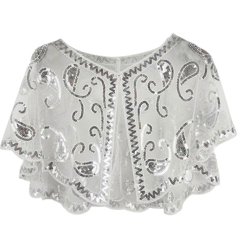 Beadwork Shawl Wedding Party for Costume for Party Masquerade Sparkling Shawls and Wrap for Evening Party  White | Fruugo SG