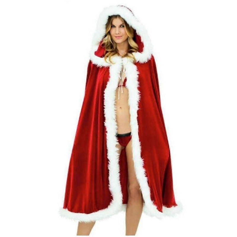Cosplay Hooded Cape Faux Fur Shawl Long Warm Poncho Show Costume for Christmas Show Party | Fruugo SG