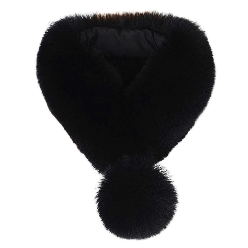 Imitation Fur Winter Scarf with Faux Fur Balls Solid Color Thickened Warm Neck Shawl with Magnetic | Fruugo SG