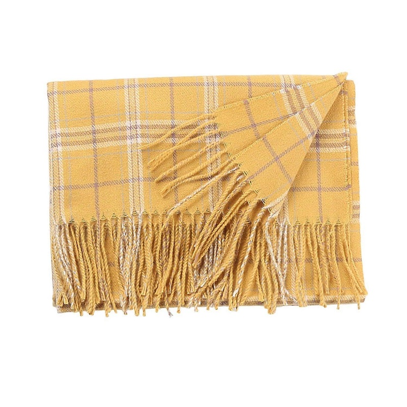 Women Scarf Plaid Pattern Tassel Decoration Thickened Scarf Long Warm Plush Neck Wrap Clothes | Fruugo SG