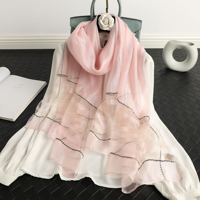 Women Scarf Shawl 2022 Autumn And Winter Mulberry Silk Solid Color Horizontal Stripe Sun Protection | Fruugo SG