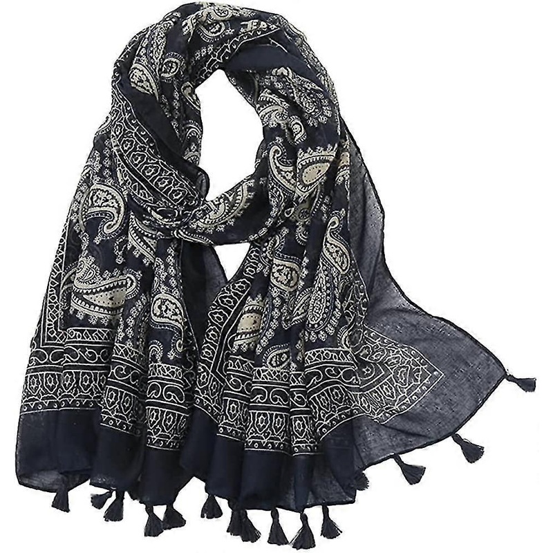 Women Scarf Shawl Black Paisley With A Gorgeous Lightweight Wrap Long Neck Loop | Fruugo SG