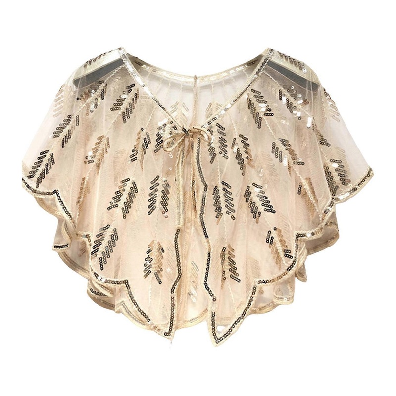 Women Shawl See-through Sequins Decor Round Neck Cloak Lace-up Versatile Sparkling Gown Shawl | Fruugo SG