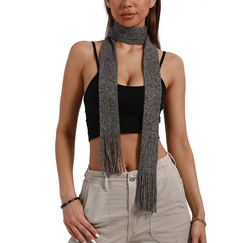Women Skinny Scarf Thin Blingbling Belt Long Tie Scarf Bag Handle Wrap Choker Subculture Scarf for Y2K Style  Dark Grey | Fruugo SG
