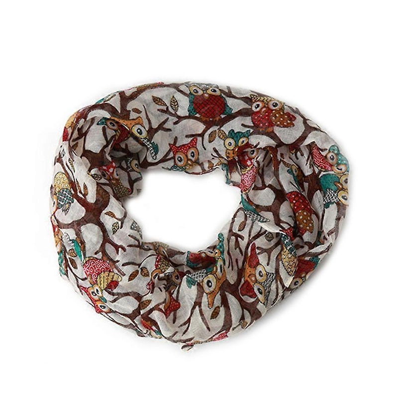Women Vintage Owl Pattern Print Long Soft Cotton Voile Scarf Shawl Wrap Scarves  White | Fruugo SG