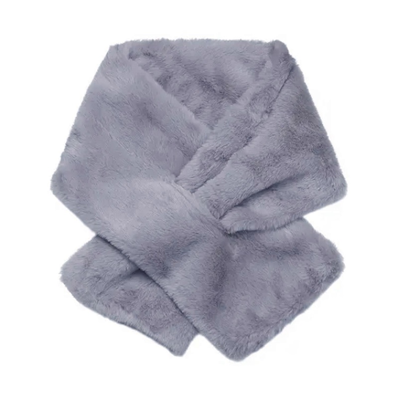 Women Winter Faux Rabbit Fur Cross Collar Solid Color Thickened Warm Scarf Plush Elegant Shawl Scarf | Fruugo SG