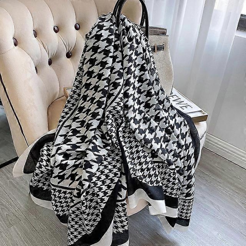 2021 Winter Cotton Scarf Women Warm Plaid Houndstooth Design Scarfs Long Large Hijab Scarves Stoles Bandana Foulard Wraps Shawl | Fruugo SG
