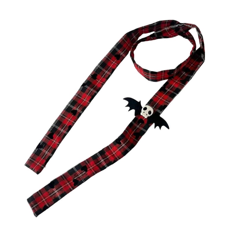 Black Bat Long Scarf for Halloween Party Cosplay Anime Costume Neck Scarf Checked Scarves 2000s Party Uniform Neckwear  Red | Fruugo SG